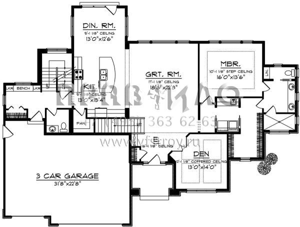 Проект двухэтажного дома с гаражом на три и более машин в американском стиле S5-242 (1020-00106)