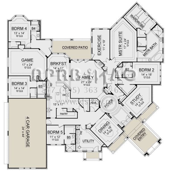 Проект одноэтажного дома с гаражом на три и более машин в современном стиле S5-566 (5445-00397)