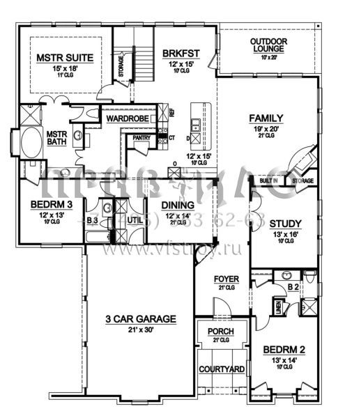 Проект двухэтажного дома с гаражом на три и более машин в английском стиле S5-368 (5445-00068)
