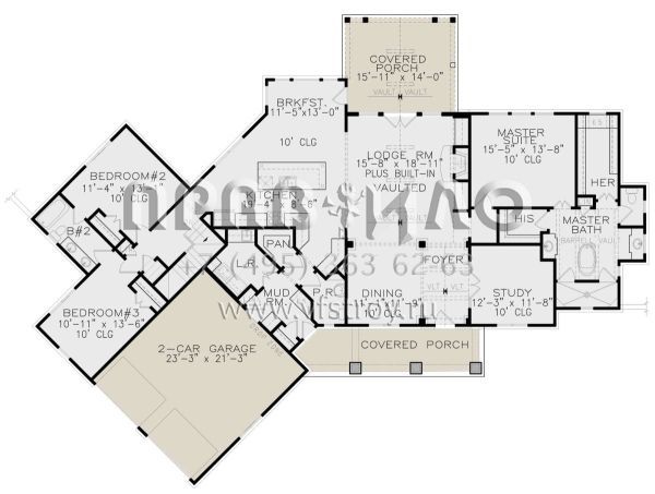 Проект одноэтажного дома с гаражом на две машины в американском стиле S5-233 (699-00254)