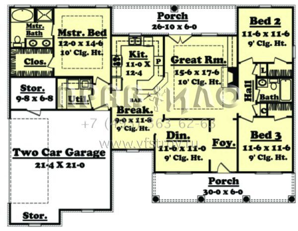 Проект одноэтажного дома с гаражом на одну машину в стиле Ранчо S5-149 (041-00011)