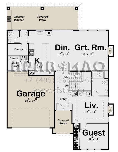 Проект двухэтажного дома с гаражом на две машины в прибрежном стиле S5-286 (963-00377)