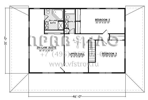Проект двухэтажного дома без гаража в стиле Ранчо S5-291 (526-00006)
