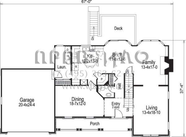 Проект двухэтажного дома с гаражом на две машины в стиле Особняк S5-234 (5633-00069)