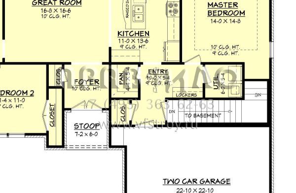 Проект одноэтажного дома с гаражом на две машины в стиле Ранчо S5-149 (041-00040)