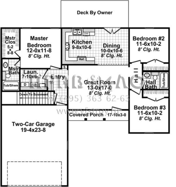 Проект одноэтажного дома с гаражом на две машины в стиле Ранчо S5-113 (348-00222)