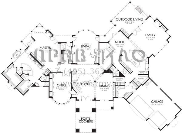 Проект двухэтажного дома с гаражом на три и более машин в стиле Ранчо S5-604 (2559-00593)