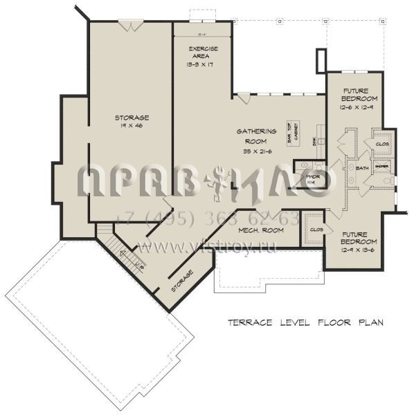 Проект одноэтажного дома с гаражом на три и более машин в американском стиле S5-347 (6082-00167)