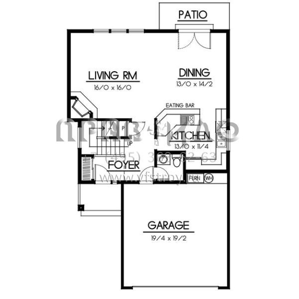 Проект двухэтажного дома с гаражом на две машины в стиле Ранчо S5-165 (692-00212)
