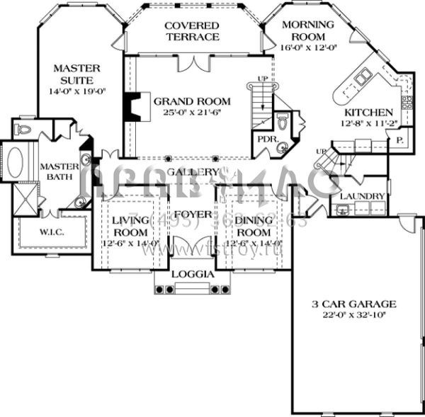 Проект двухэтажного дома с гаражом на три и более машин в прибрежном стиле S5-340 (3323-00353)