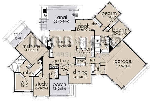 Проект одноэтажного дома с гаражом на две машины в английском стиле S5-219 (9401-00091)