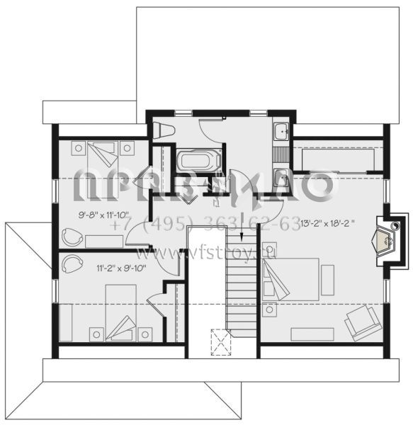 Проект двухэтажного дома без гаража в стиле Ранчо S5-165 (034-01204)