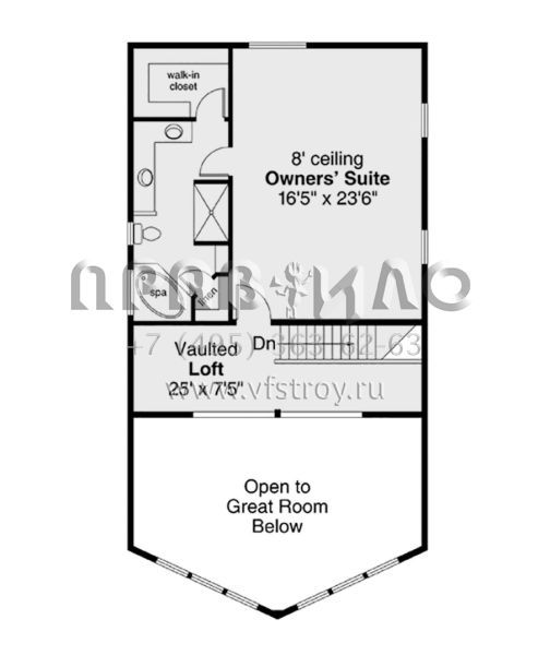Проект двухэтажного дома с гаражом на одну машину в стиле Ранчо S5-270 (035-00944)