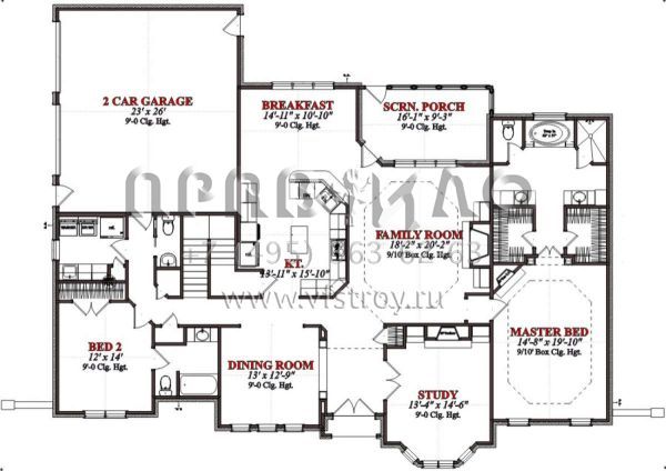Проект двухэтажного дома с гаражом на три и более машин в английском стиле S5-358 (1070-00284)