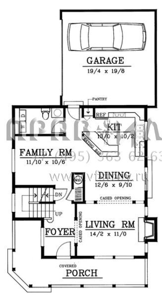 Проект двухэтажного дома с гаражом на две машины в стиле Ранчо S5-153 (692-00097)