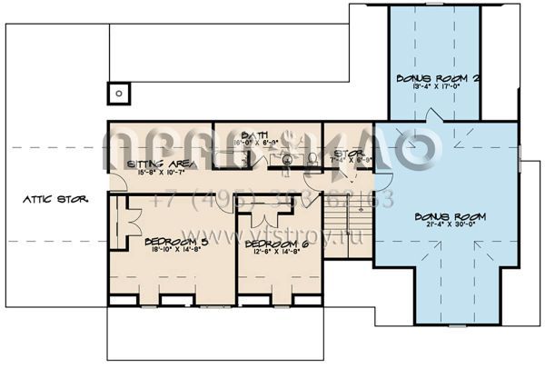 Проект двухэтажного дома с гаражом на две машины в стиле Ранчо S5-318 (8318-00104)