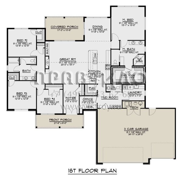 Проект одноэтажного дома с гаражом на три и более машин в современном стиле S5-226 (5032-00137)