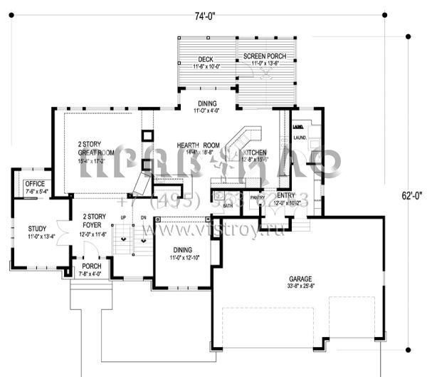 Проект одноэтажного дома с гаражом на три и более машин в американском стиле S5-311 (036-00214)