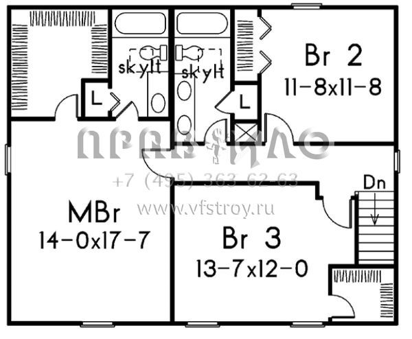 Проект двухэтажного дома с гаражом на две машины в стиле Ранчо S5-186 (5633-00223)