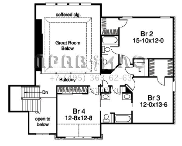 Проект двухэтажного дома с гаражом на три и более машин в стиле Ранчо S5-361 (5633-00142)