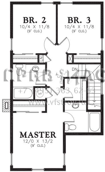 Проект двухэтажного дома без гаража в стиле Ранчо S5-157 (2559-00212)