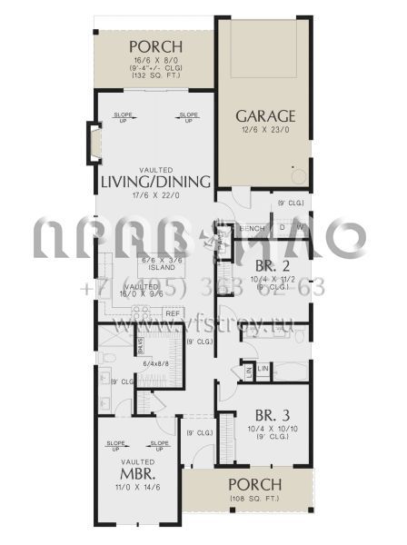 Проект одноэтажного дома с гаражом на одну машину в современном стиле S5-138 (2559-00987)