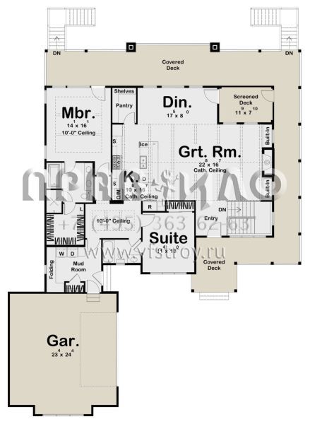 Проект одноэтажного дома с гаражом на две машины в современном стиле S5-172 (963-00563)