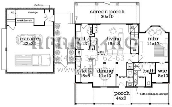 Проект двухэтажного дома с гаражом на две машины в стиле Ранчо S5-165 (048-00254)