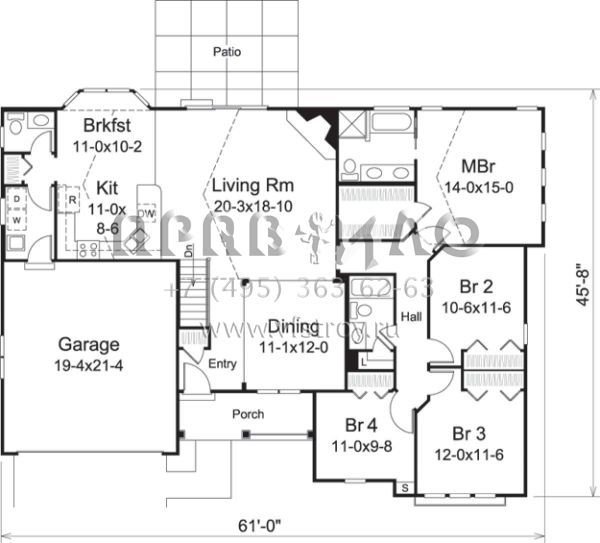 Проект одноэтажного дома с гаражом на две машины в стиле Ранчо S5-178 (5633-00190)