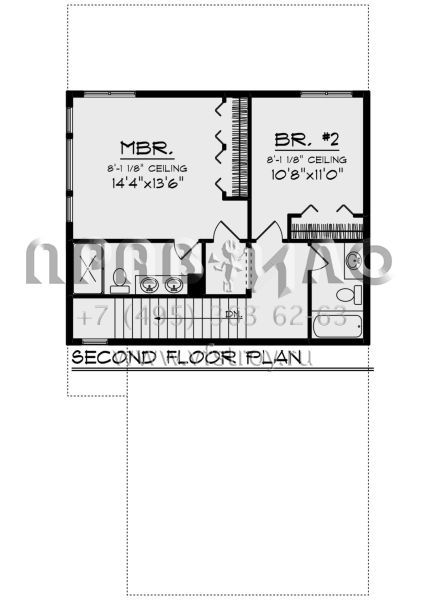 Проект двухэтажного дома с гаражом на две машины в стиле Ранчо S5-171 (1020-00328)