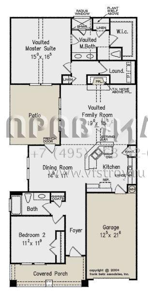 Проект одноэтажного дома с гаражом на одну машину в стиле Ранчо S5-140 (8594-00324)