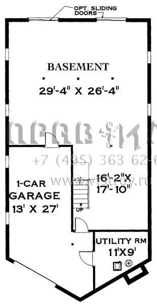 Проект одноэтажного дома с гаражом на одну машину в стиле Шале S5-161 (033-00100)