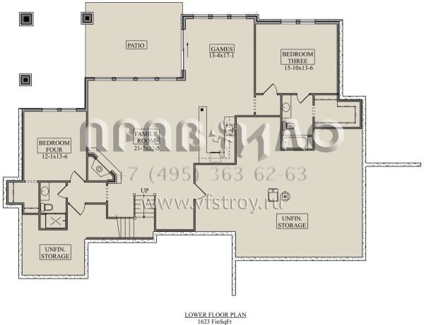 Проект одноэтажного дома с гаражом на три и более машин в американском стиле S5-244 (5631-00151)