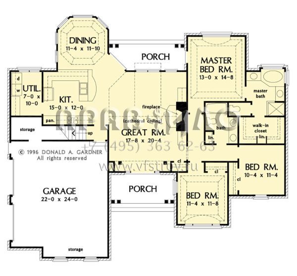 Проект одноэтажного дома с гаражом на две машины в английском стиле S5-165 (2865-00253)