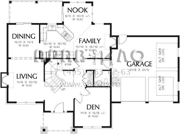 Проект двухэтажного дома с гаражом на две машины в стиле Ранчо S5-186 (2559-00341)