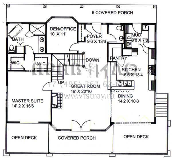 Проект трехэтажного дома без гаража в стиле Ранчо S5-428 (039-00662)