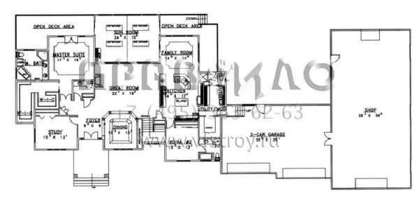 Проект одноэтажного дома с гаражом на три и более машин в современном стиле S5-541 (039-00306)