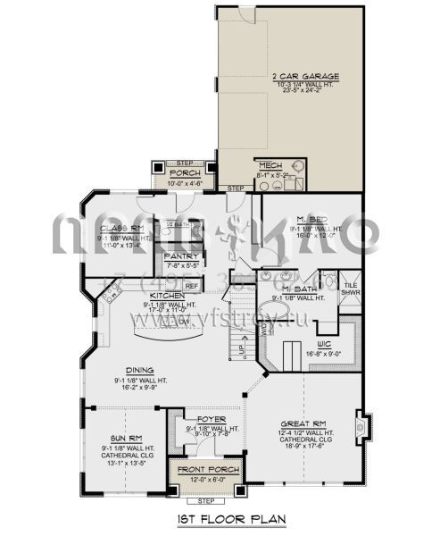 Проект двухэтажного дома с гаражом на две машины в американском стиле S5-333 (5032-00014)