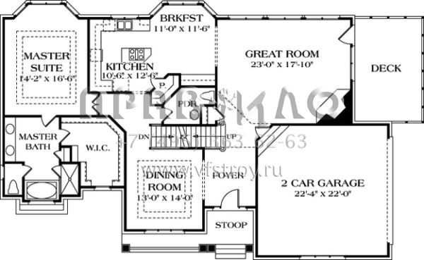 Проект двухэтажного дома с гаражом на две машины в американском стиле S5-454 (3323-00292)
