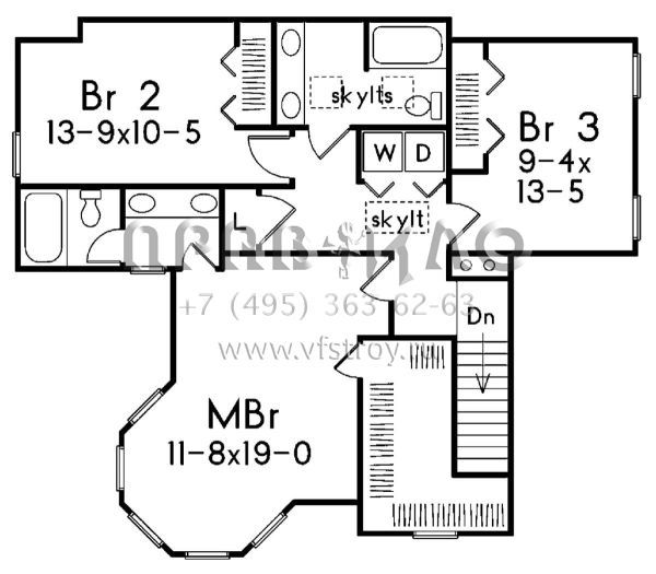 Проект двухэтажного дома с гаражом на две машины в английском стиле S5-190 (5633-00351)