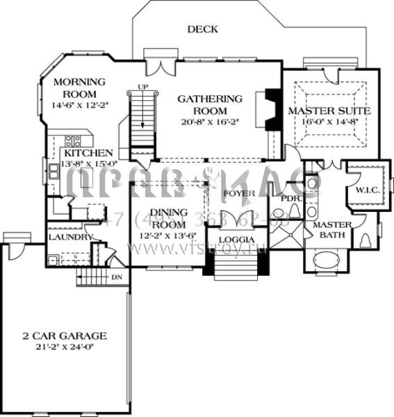 Проект двухэтажного дома с гаражом на две машины в стиле Ранчо S5-277 (3323-00216)