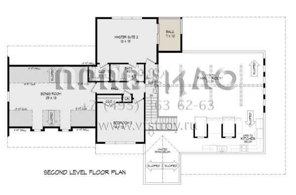 Проект двухэтажного дома с гаражом на две машины в стиле Ранчо S5-280 (940-00474)