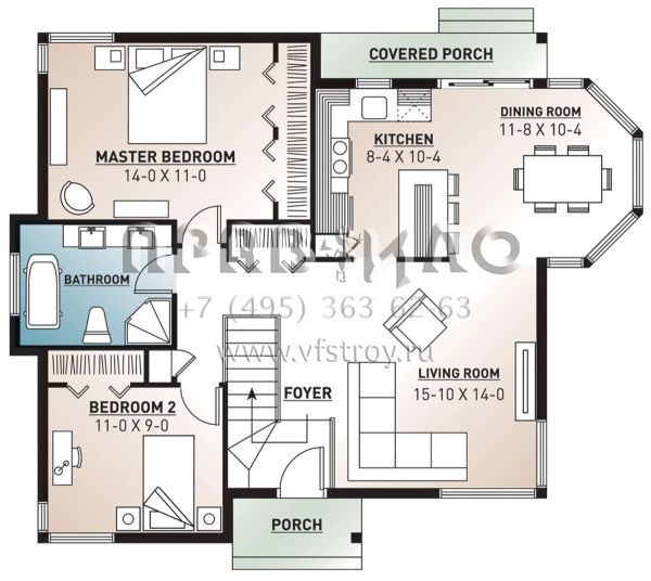 Проект одноэтажного дома без гаража в современном стиле S5-92 (034-00237)