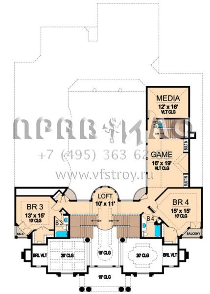Проект двухэтажного дома с гаражом на три и более машин в прибрежном стиле S5-560 (5445-00169)