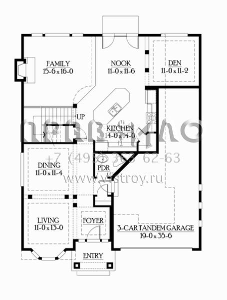 Проект двухэтажного дома с гаражом на три и более машин в американском стиле S5-234 (341-00039)
