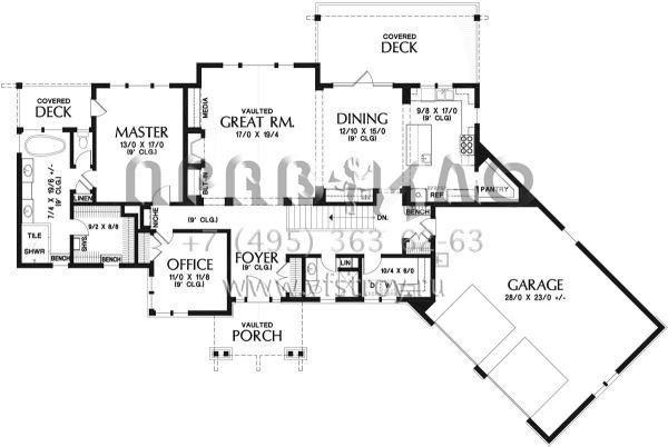 Проект одноэтажного дома с гаражом на две машины в американском стиле S5-290 (2559-00810)