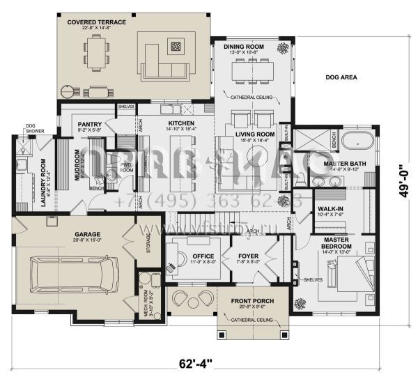 Проект двухэтажного дома с гаражом на одну машину в американском стиле S5-247 (034-01325)