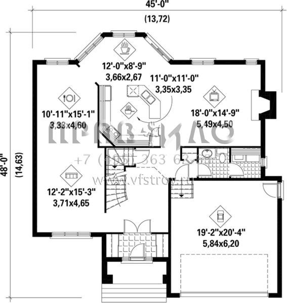 Проект двухэтажного дома с гаражом на две машины в английском стиле S5-254 (6146-00179)