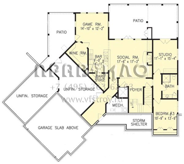 Проект одноэтажного дома с гаражом на две машины в американском стиле S5-239 (699-00159)