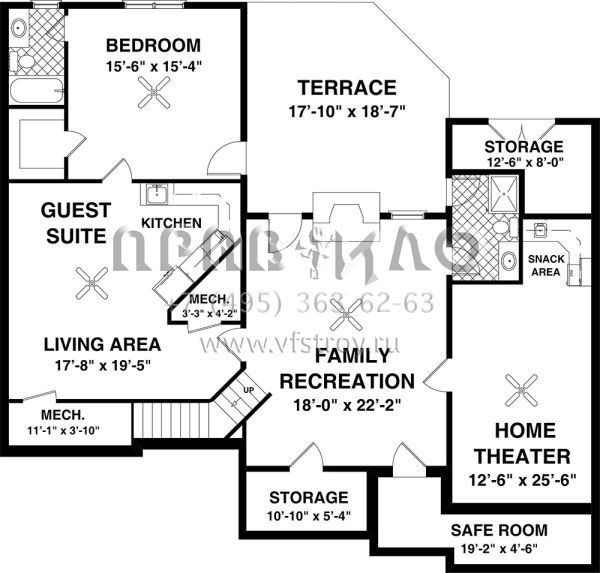 Проект двухэтажного дома с гаражом на две машины в стиле Ранчо S5-167 (036-00229)